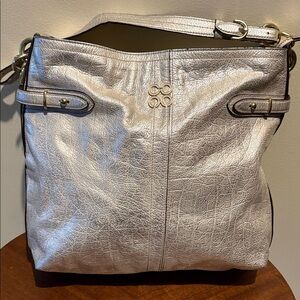 Coach  Colette  elevated leather Shoulder Bag. Hobo bag Op Art Gold metallic Ex